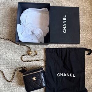 Chanel black mini vanity bag